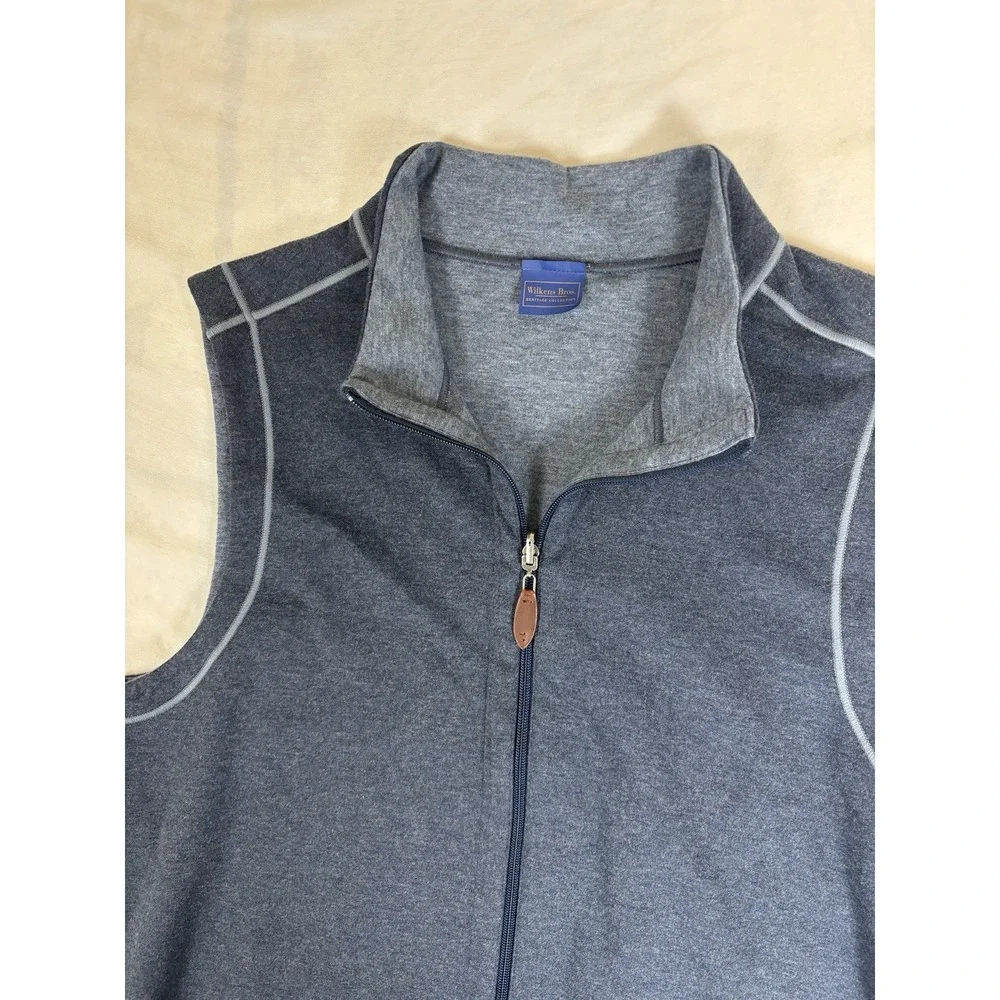 Wilkens Bros Vest Mens M Blue Full Zip Heritage Collection Layering Casual Golf